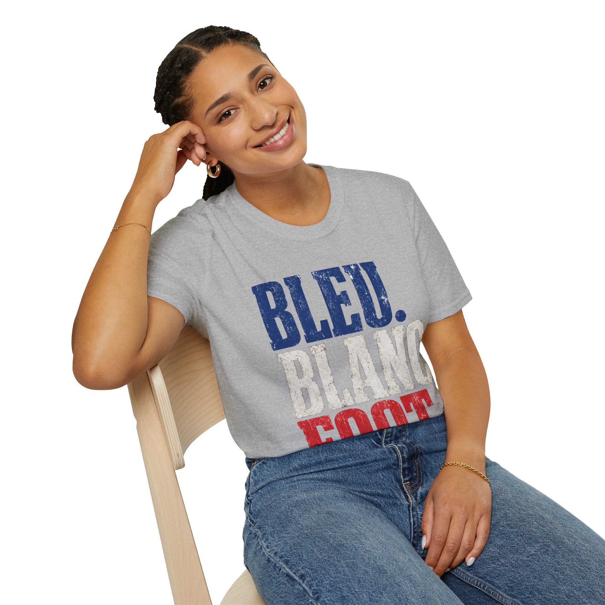 France T-Shirt — Bleu Blanc Foot Vintage French Flag Soccer Graphic Tee