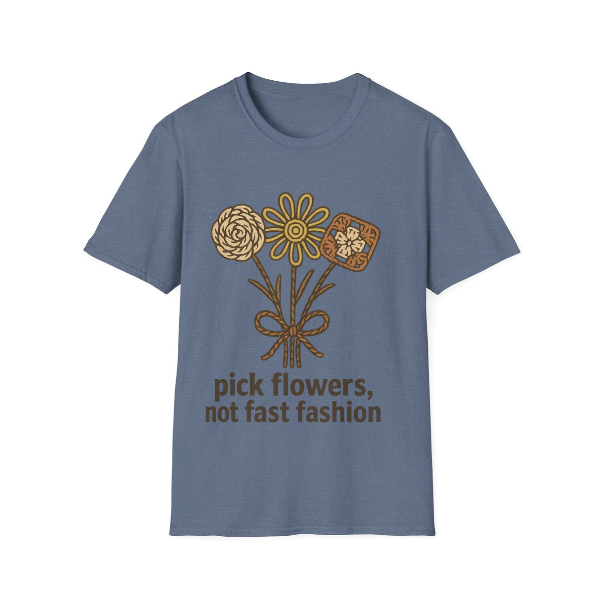 "Pick Flowers Not Fast Fashion" Eco Tee | Botanical Sustainable T-Shirt - Trending Now - September 2026