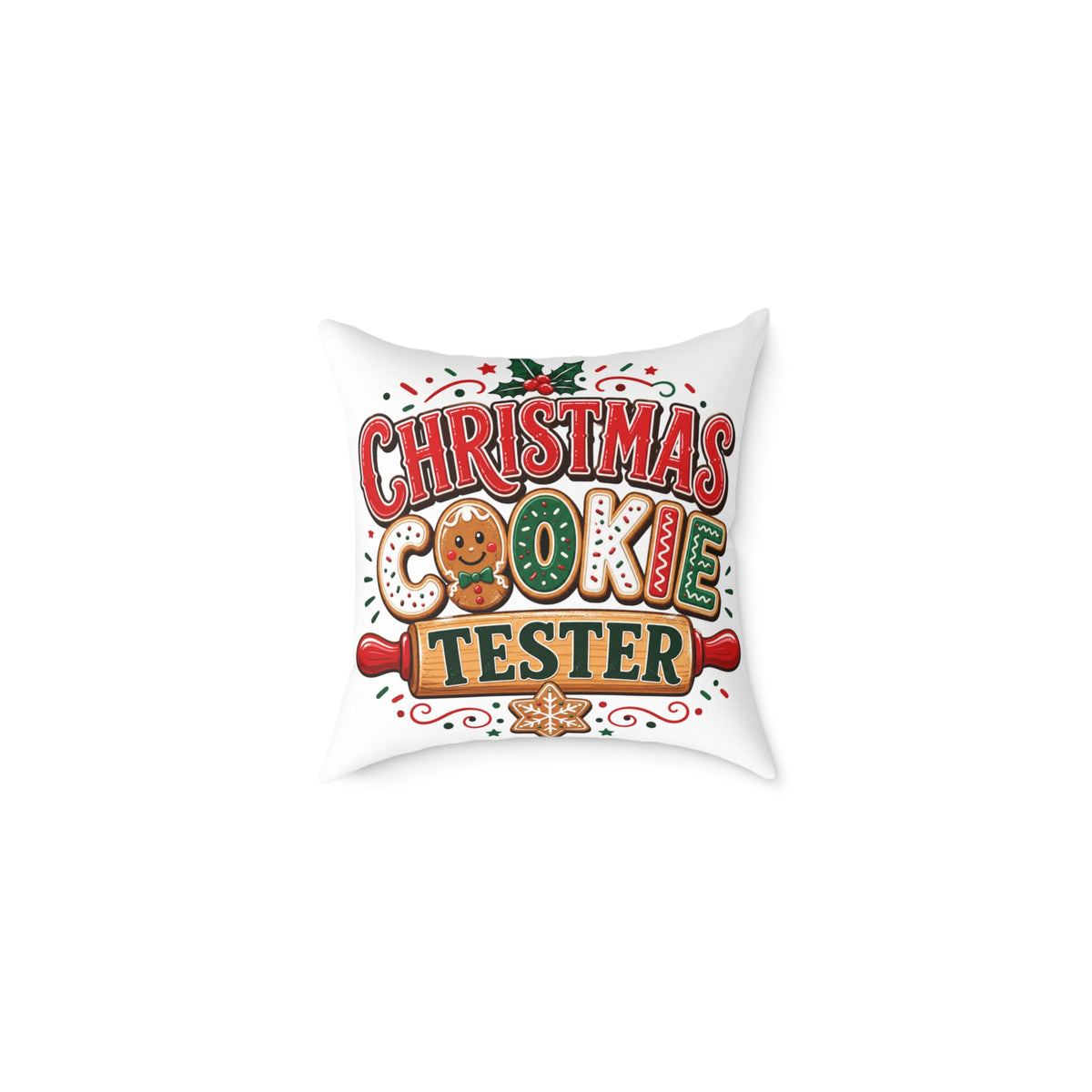 Christmas Cookie Tester Pillow — Festive Holiday Throw Pillow for Baking Lovers