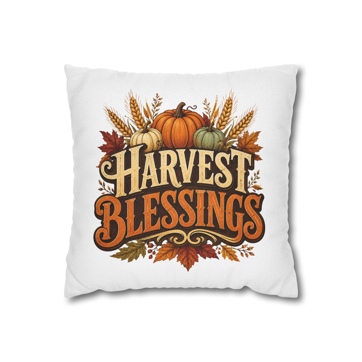 Thanksgiving Harvest Blessings Throw Pillowcase — Autumn Pumpkin Fall Decor