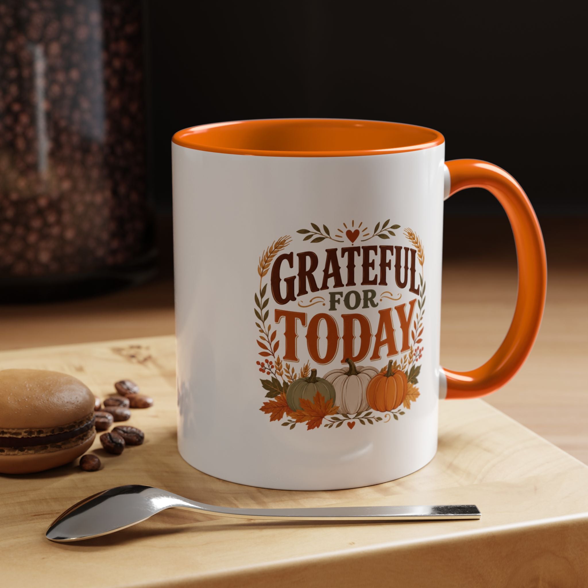 Thanksgiving Mug Grateful For Today Coffee Mug — Thanksgiving Pumpkin Fall Ceramic Accent Mug
