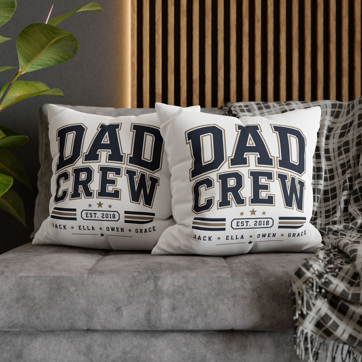 Dad Crew Decorative Pillowcase Milo Bailey Dog Dad Mom – Personalized Family Name Accent