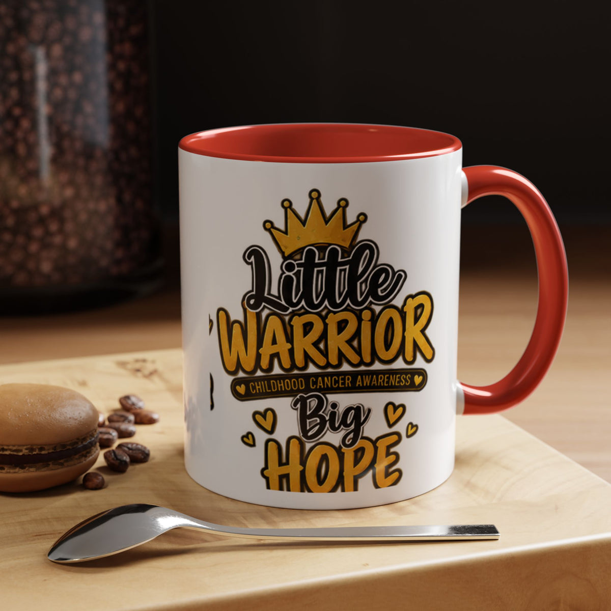 Little Warrior Childhood Cancer Awareness Coffee Mug – "Big Hope" Accent Mug