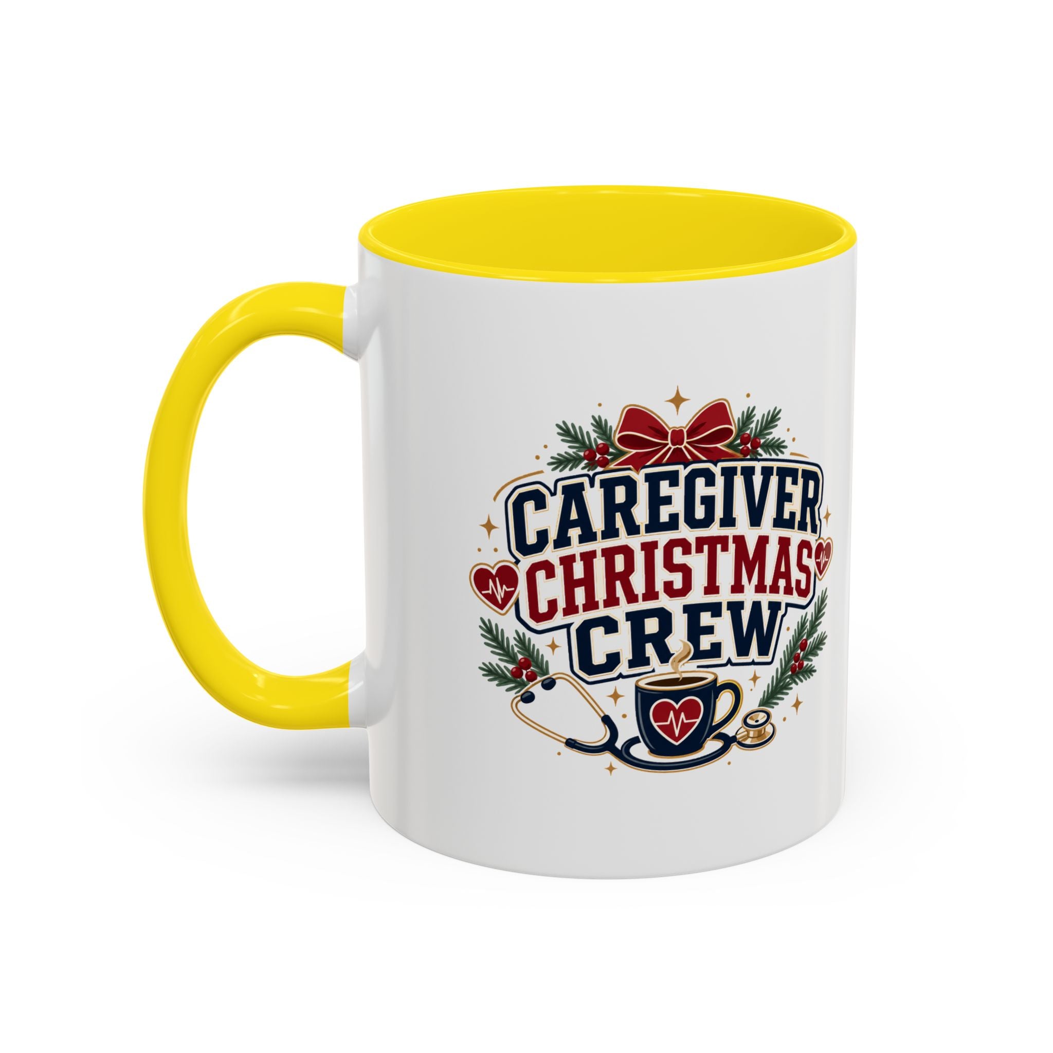 Modern Day Christmas Caregiver Christmas Crew Accent Coffee Mug – Holiday Nurse & Caregiver Gift (11/15oz)