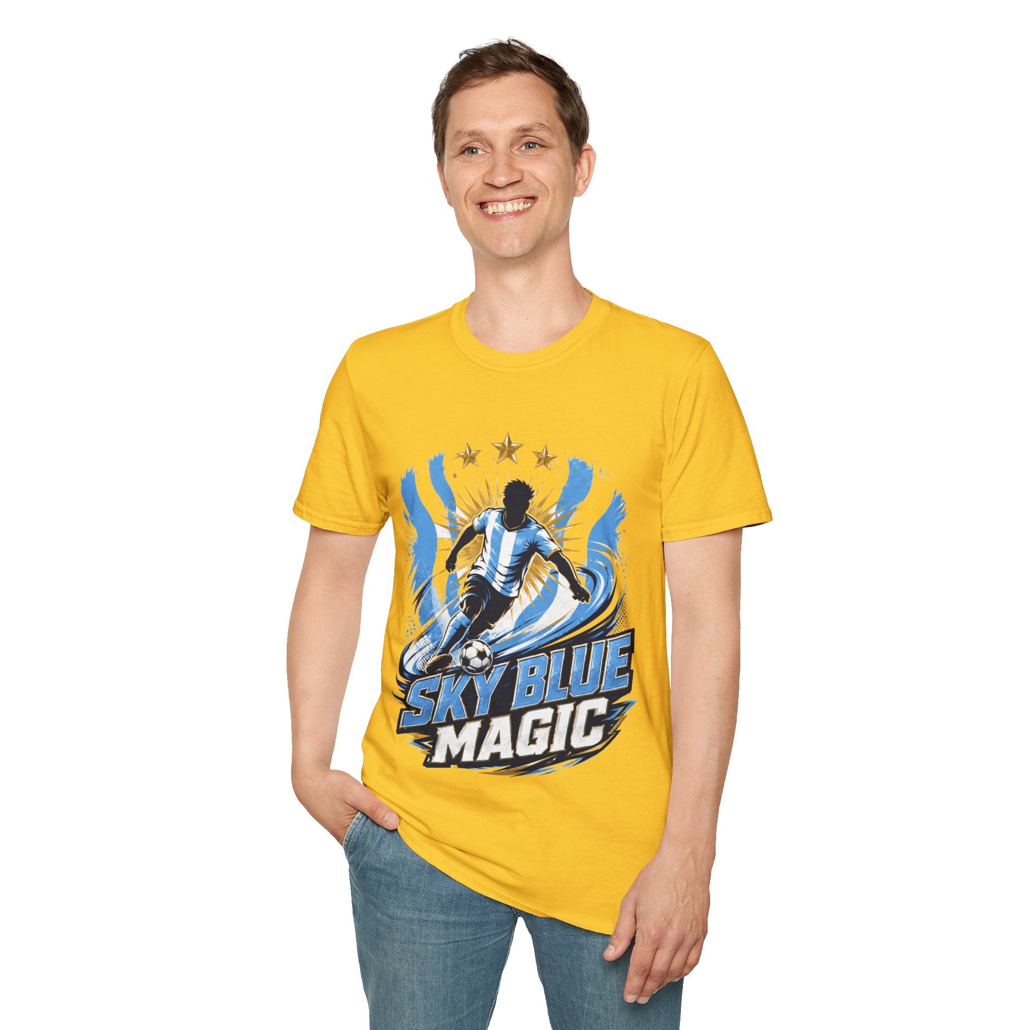 Argentina Sky Blue Magic Soccer T-Shirt — Argentinian Football Player Graphic Tee