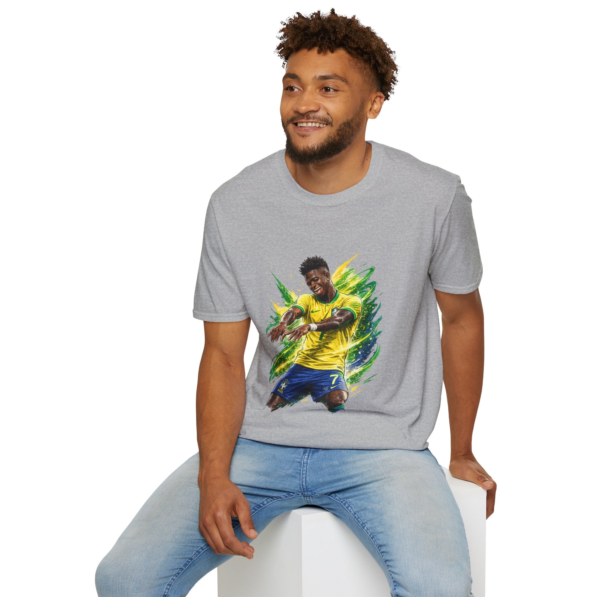 Brazil  Soccer Celebration T-Shirt — Brazilian Football Player Artwork
