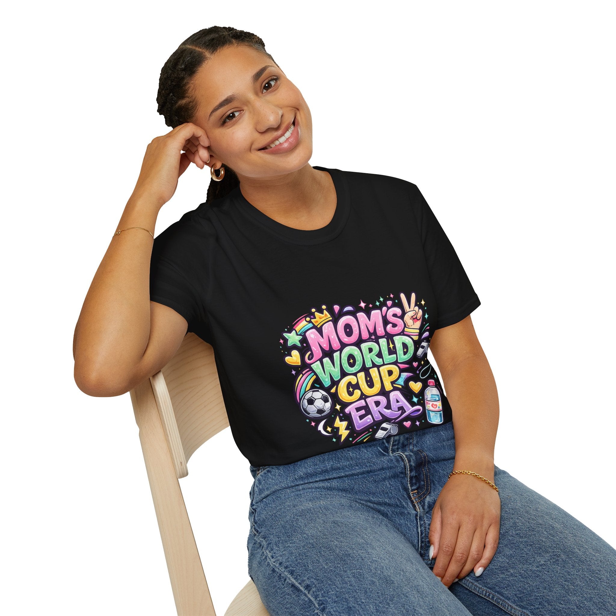 Girls Kids Mom's World Cup Era T‑Shirt — Playful Soccer Mom Tee