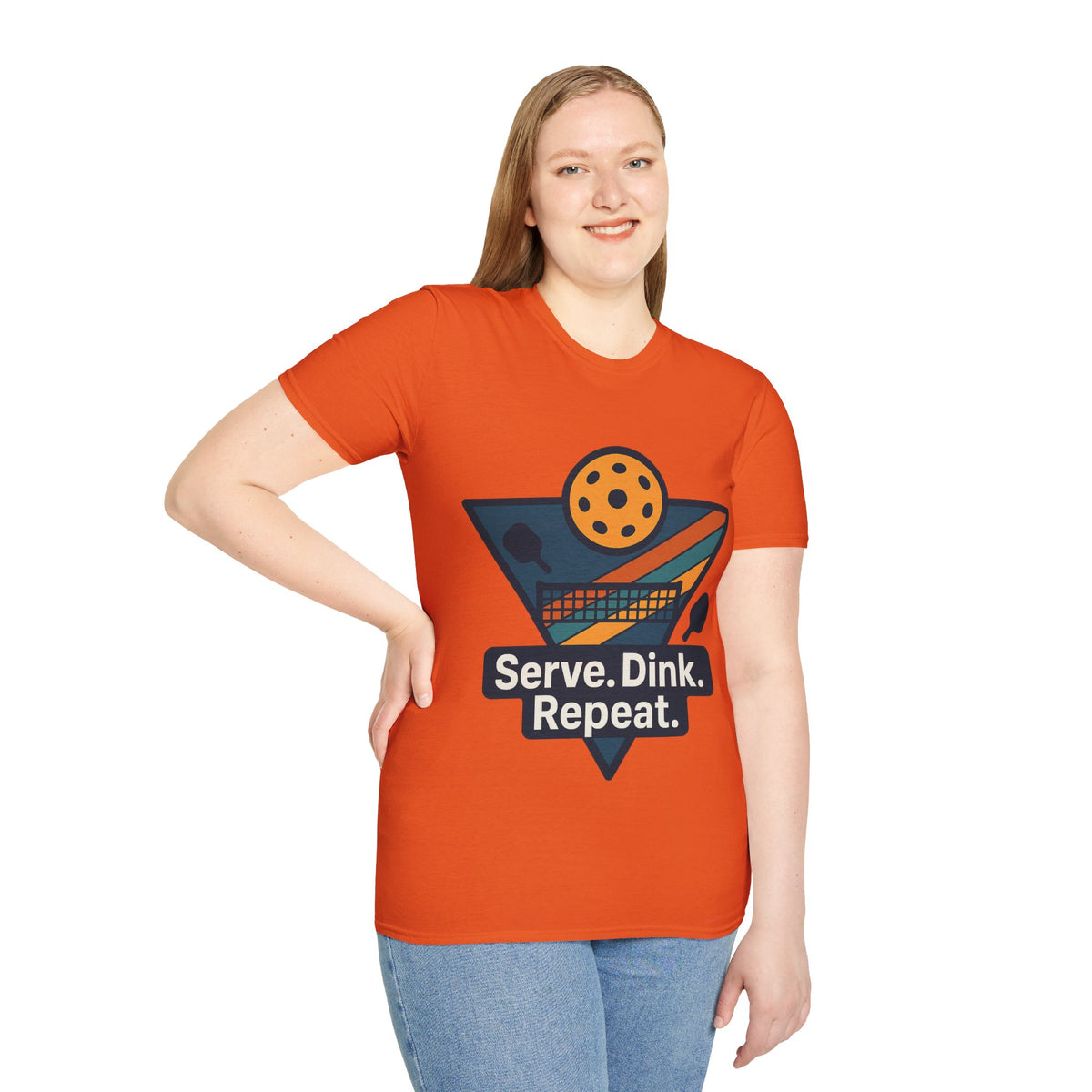 Pickleball T-Shirt — Retro Paddle & Ball Design with “Serve. Dink. Repeat.” Slogan - Trending Now - August 2026