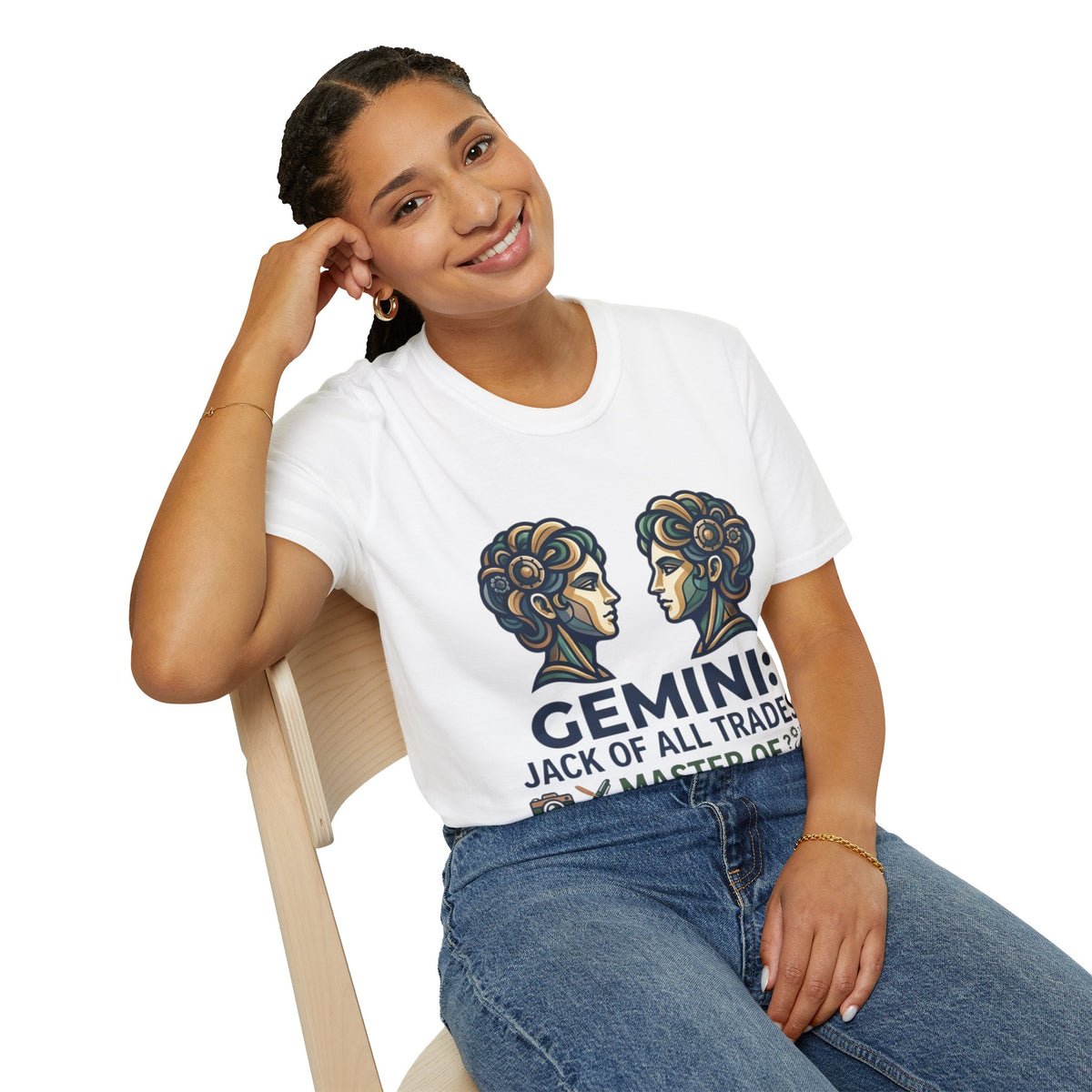 Gemini Zodiac T‑Shirt — Vintage Twins Astrology Tee ("Gemini: Jack of All Trades")
