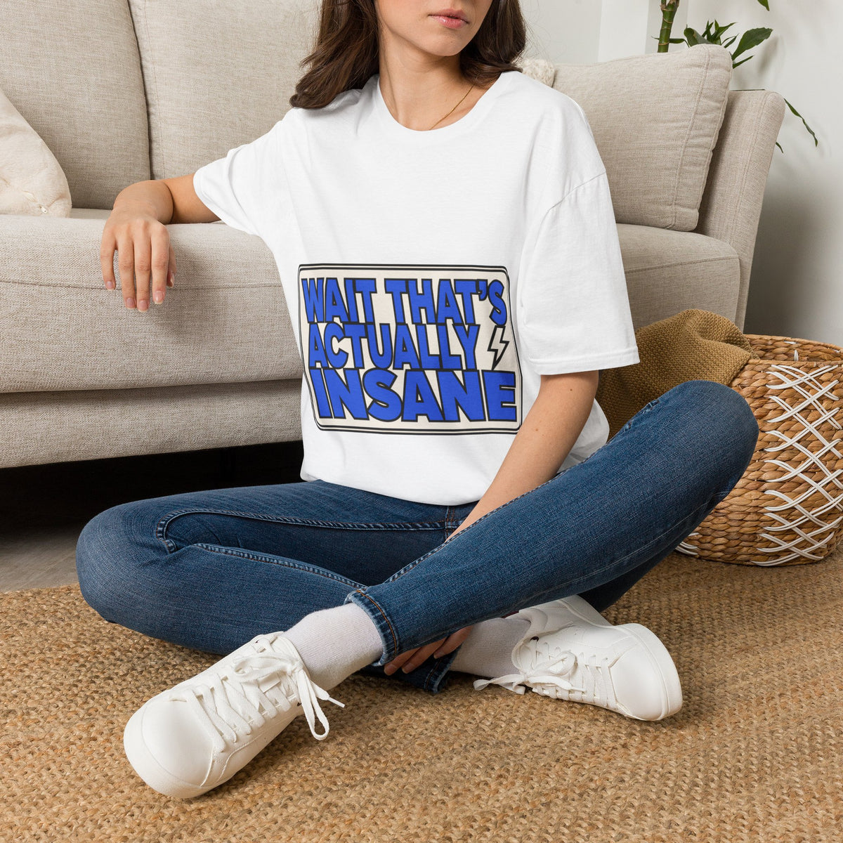 "Wait That's Actually Insane" Bold Blue Block Typography Graphic Tee - Trending Now - September 2026
