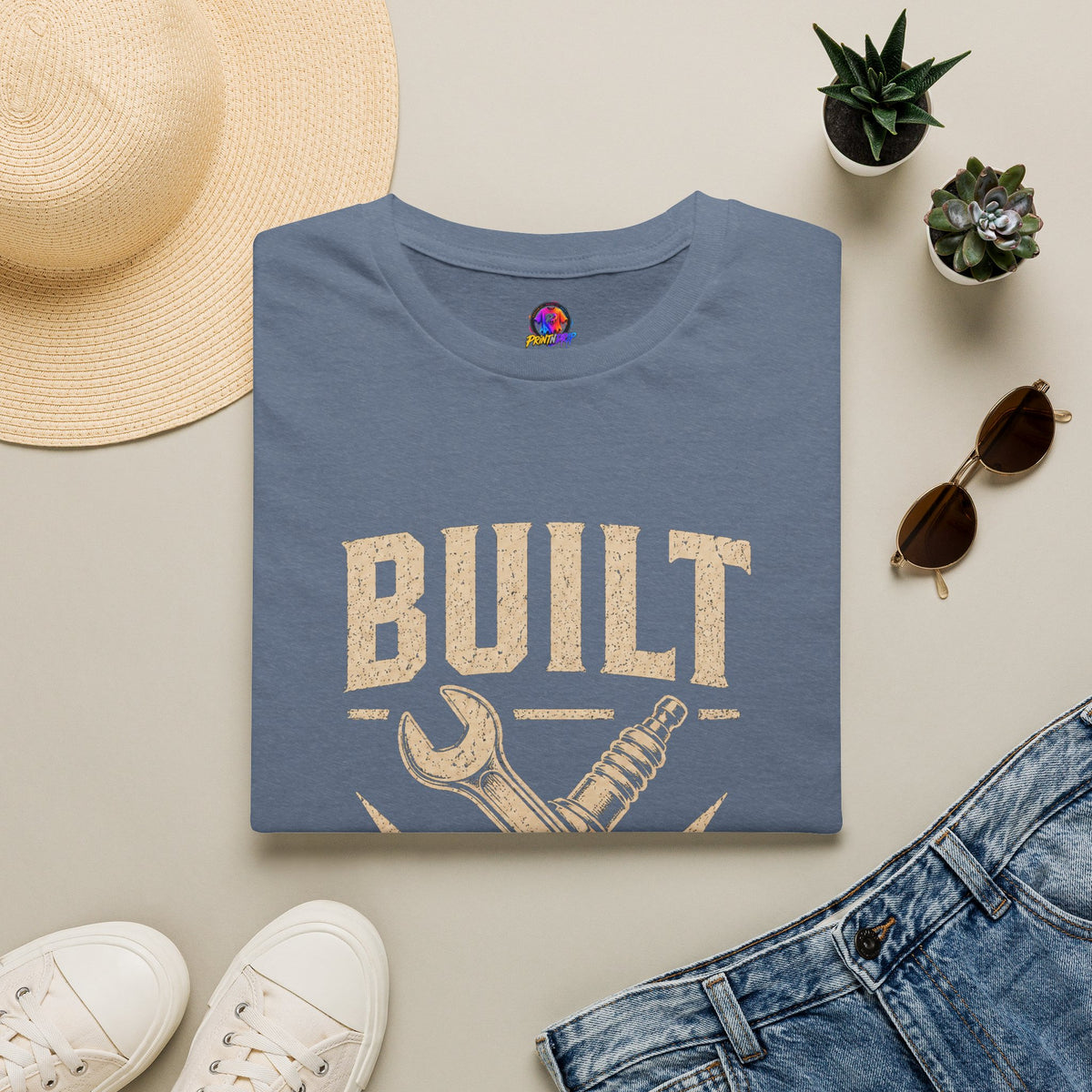 Built Not Bought T-Shirt — Vintage Mechanic DIY Garage Tee