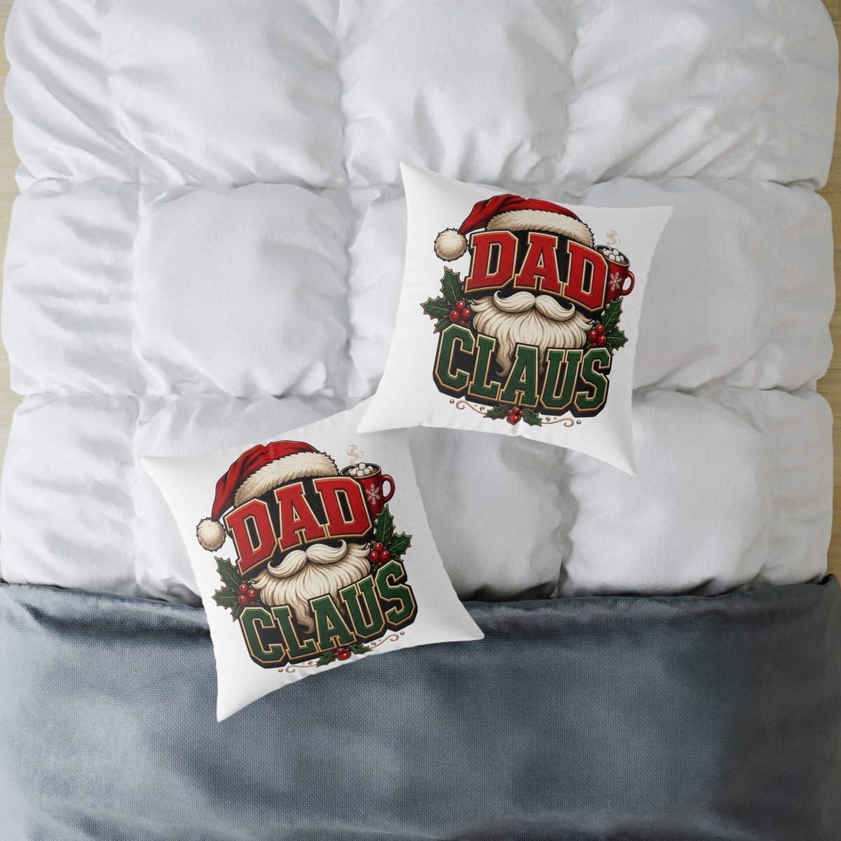 Dad Claus Christmas Pillow - Holiday Santa Dad Decorative Throw Pillow