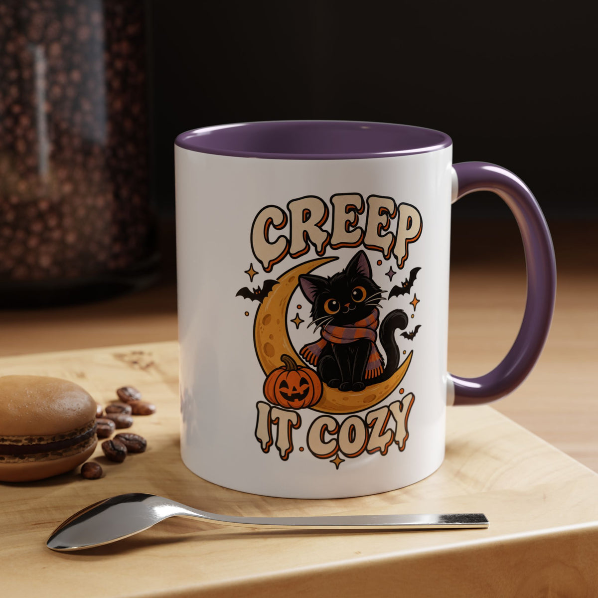 Creepy It Cozy Black Cat Halloween Accent Coffee Mug (11/15oz)