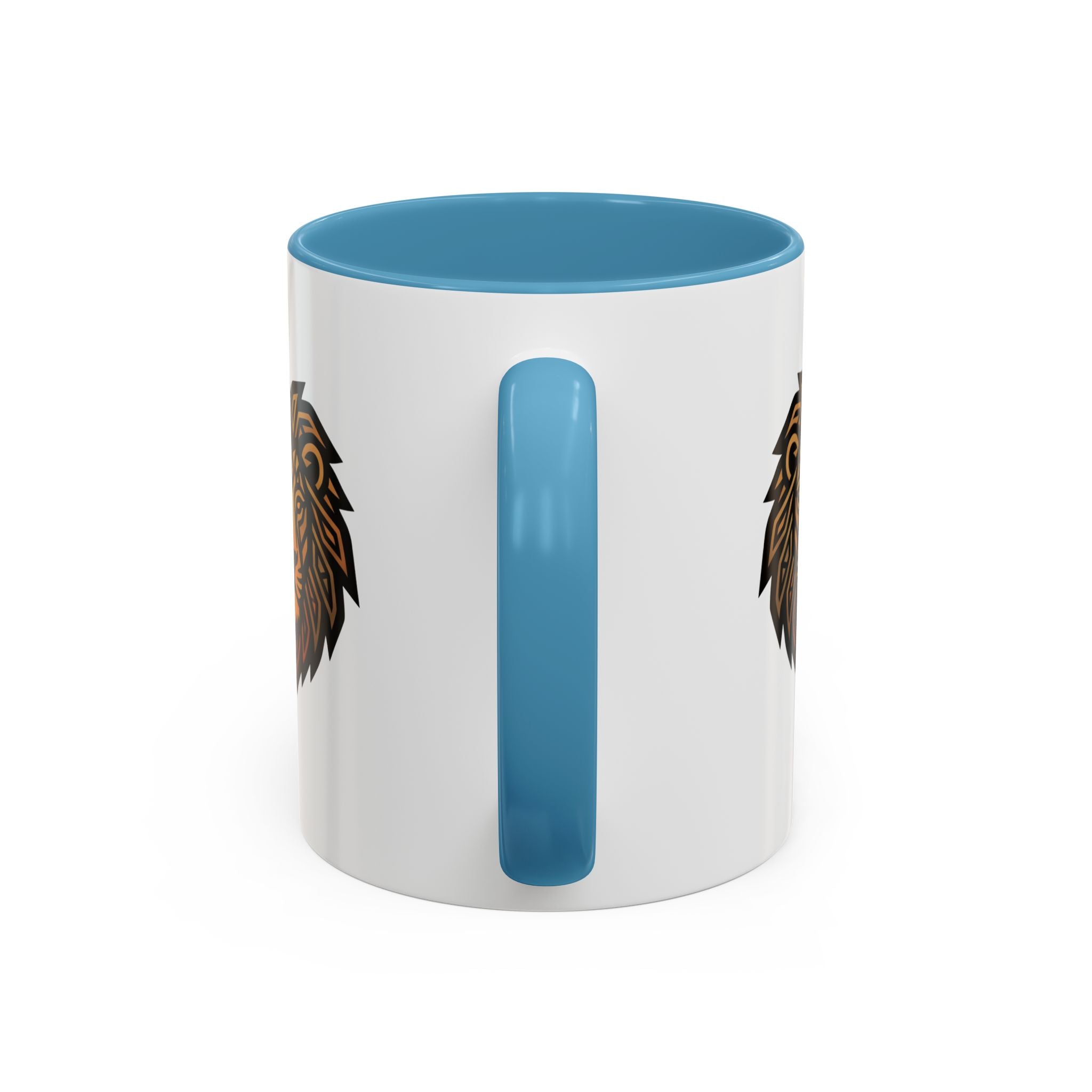 Lion Head Accent Coffee Mug — Bold Geometric Mane Design