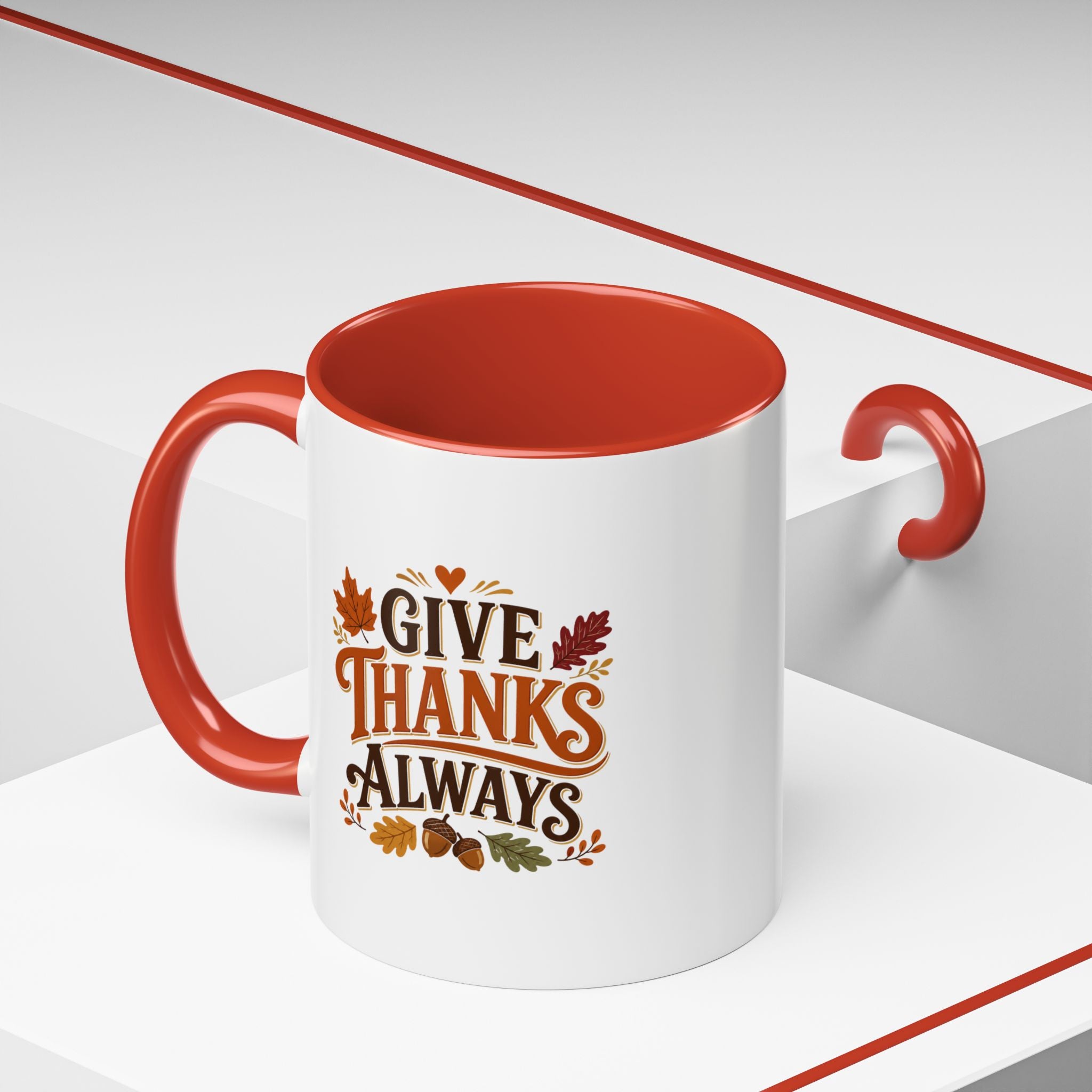 Thanksgiving Mug Give Thanks Always Accent Coffee Mug — Thanksgiving Autumn Ceramic Mug