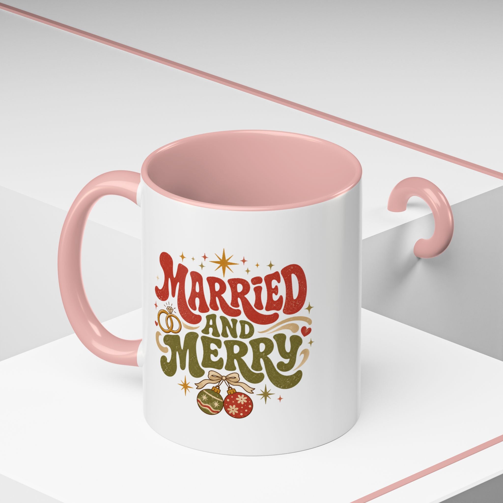Christmas Married and Merry Christmas Coffee Mug — Holiday Accent Mug