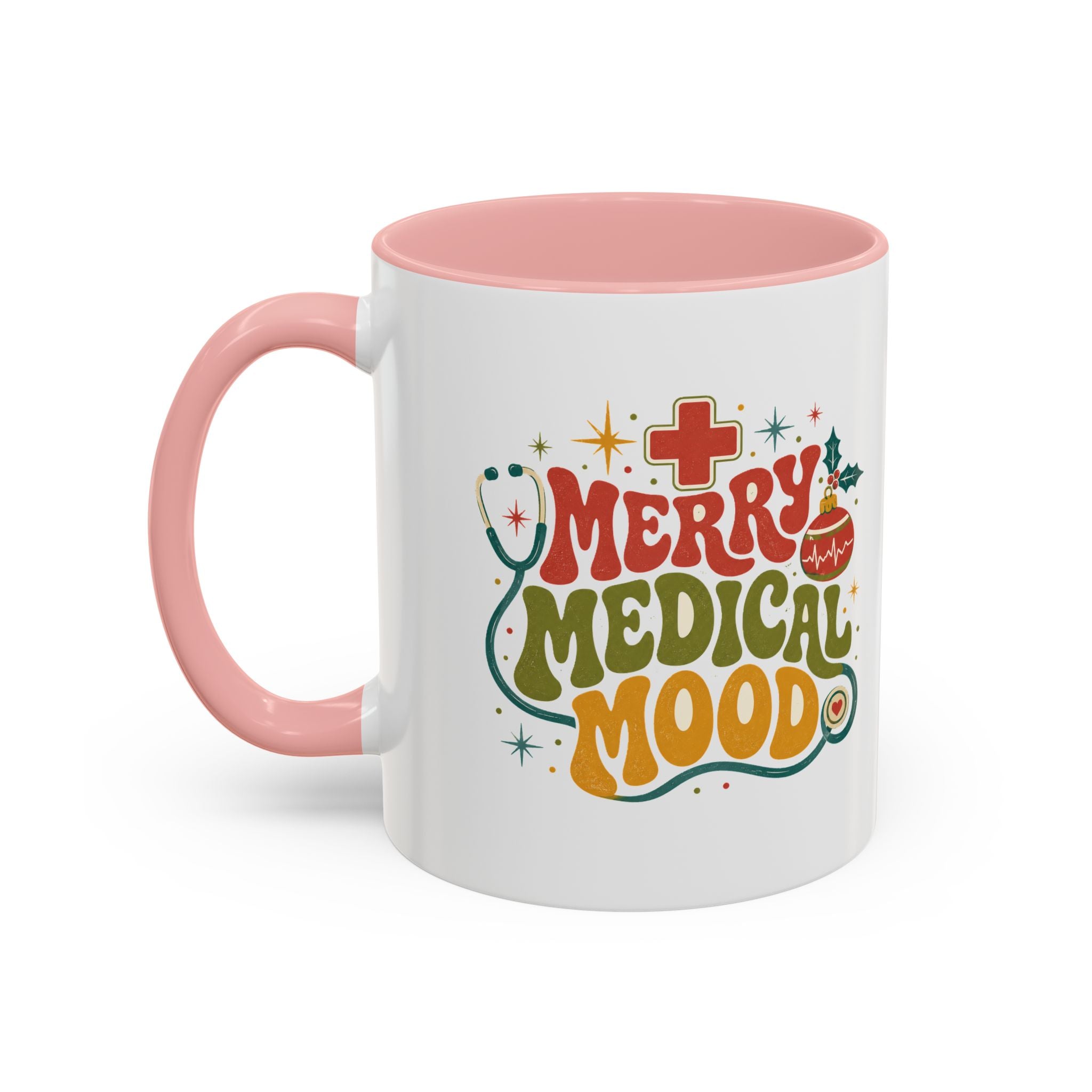 Modern Day Christmas Merry Medical Mood Accent Coffee Mug — Holiday Nurse & Doctor Gift