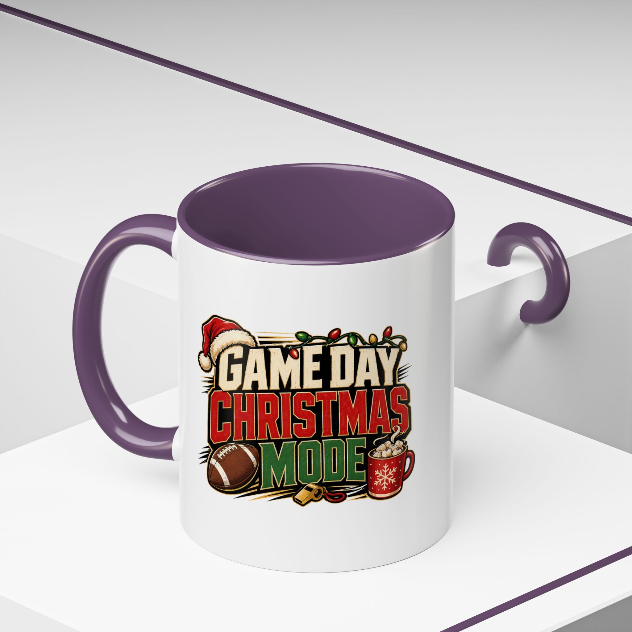 Modern Day Christmas Game Day Christmas Mode Coffee Mug - Holiday Football Mug (11/15oz)