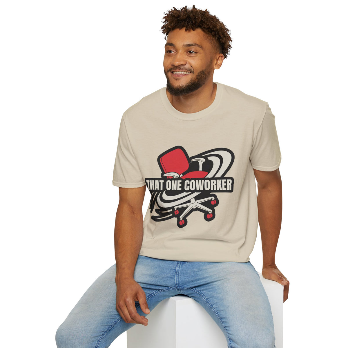 "That One Coworker" Graphic T-Shirt – Funny Office Chair Skateboard Tee - Trending Now - August 2026