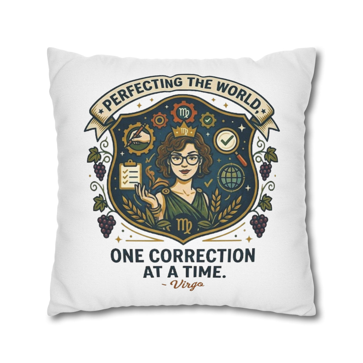 Virgo Pillow Cover pillowcase — "Perfecting the World One Correction at a Time" Decorative Cushion Case