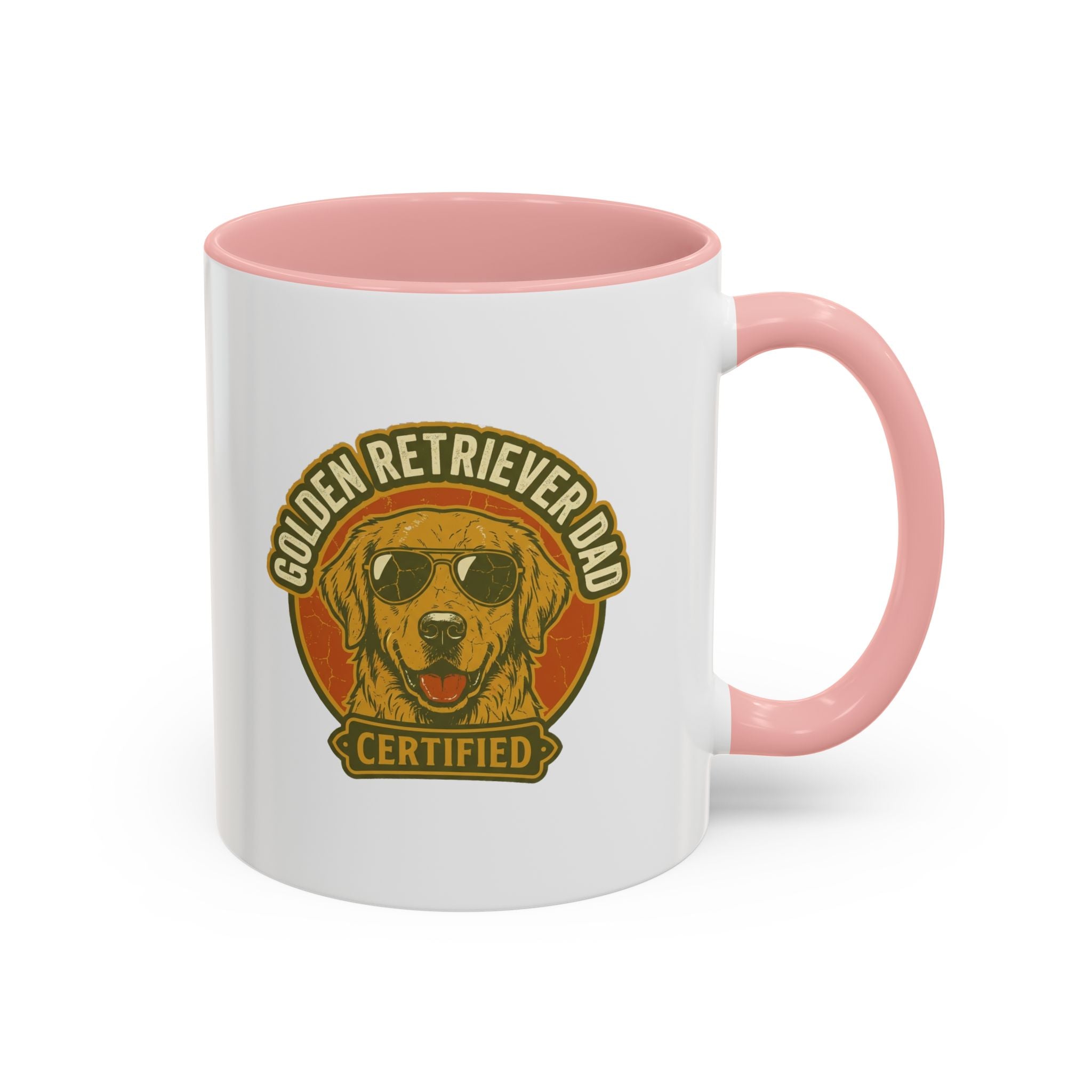 Funny Golden Retriever Dad Coffee Mug — "Certified" Dog Dad Accent Mug