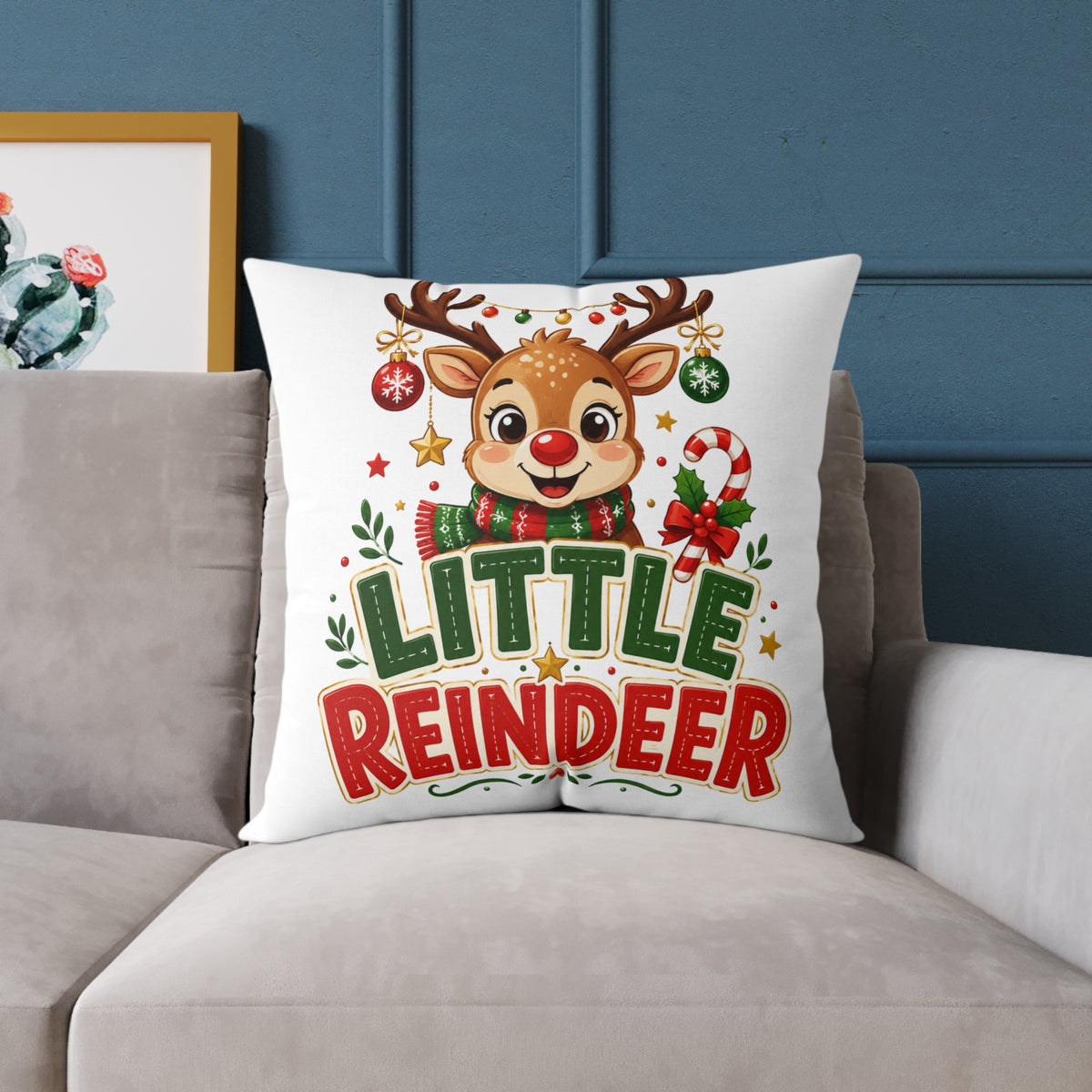 Little Reindeer Christmas Throw Pillow - Cute Kids Holiday Decor