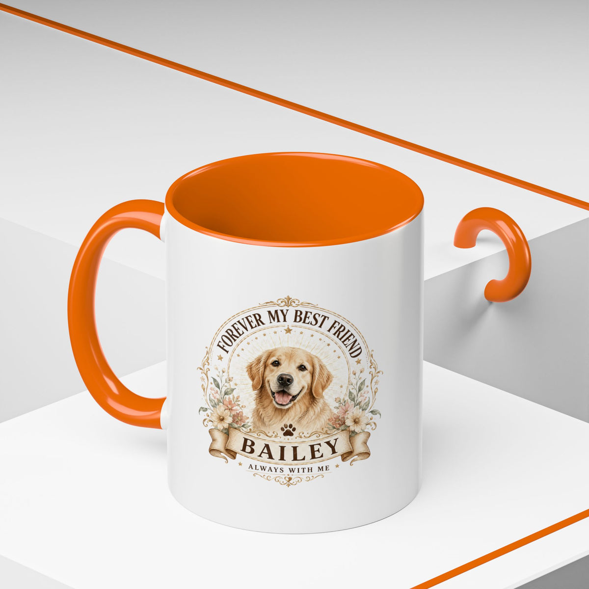 Milo Bailey Dog Dad Mom Golden Retriever Coffee Mug — “Forever My Best Friend” Personalized Dog Mug (Bailey)