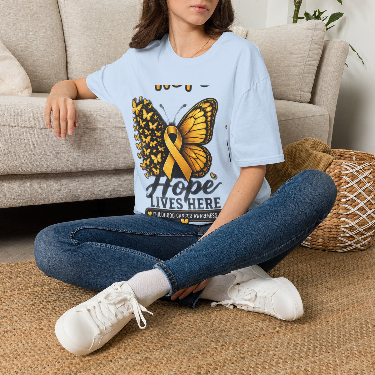 Hope Lives Here Childhood Cancer Awareness T-Shirt