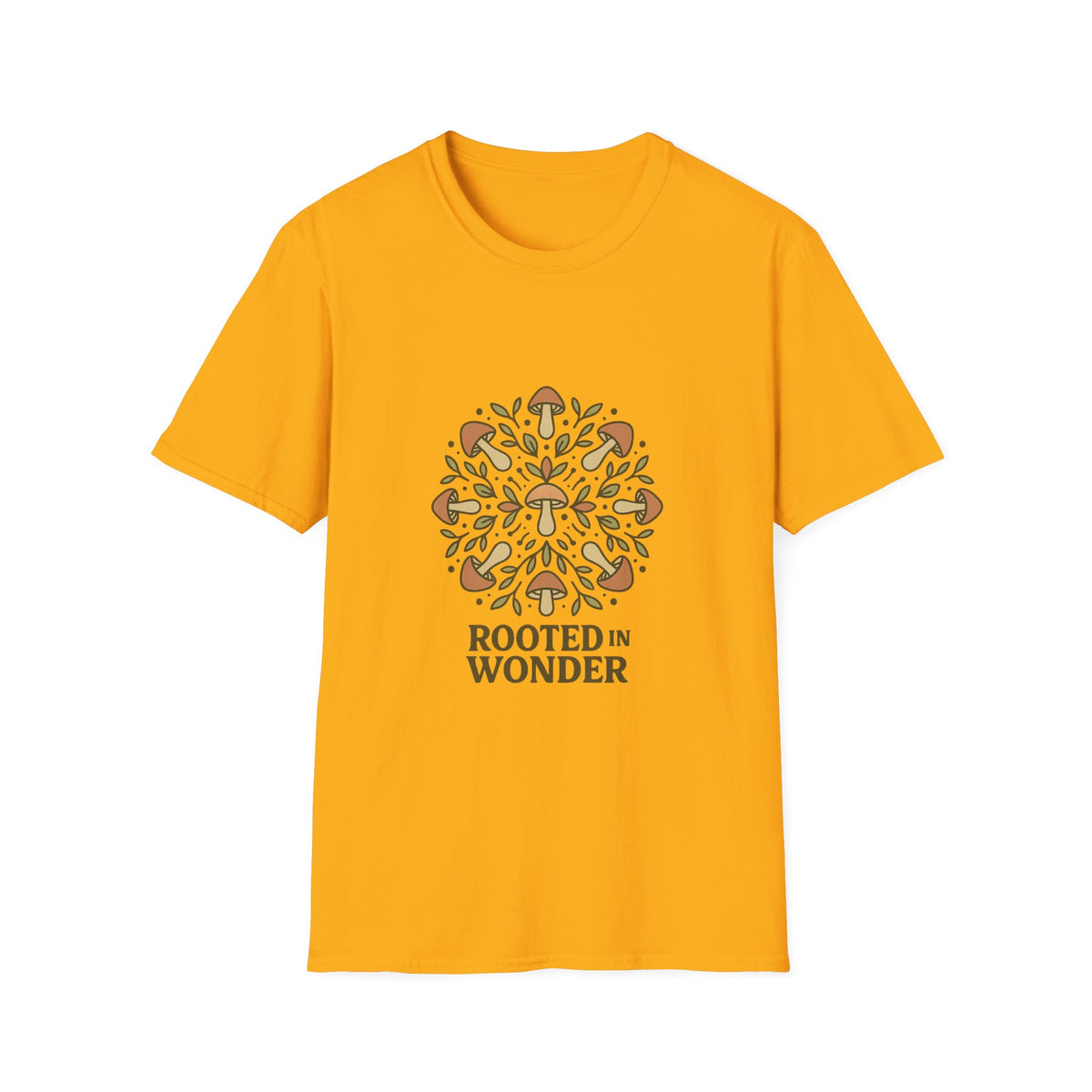 Mushroom Mandala T-Shirt — "Rooted in Wonder" Botanical Graphic Tee
