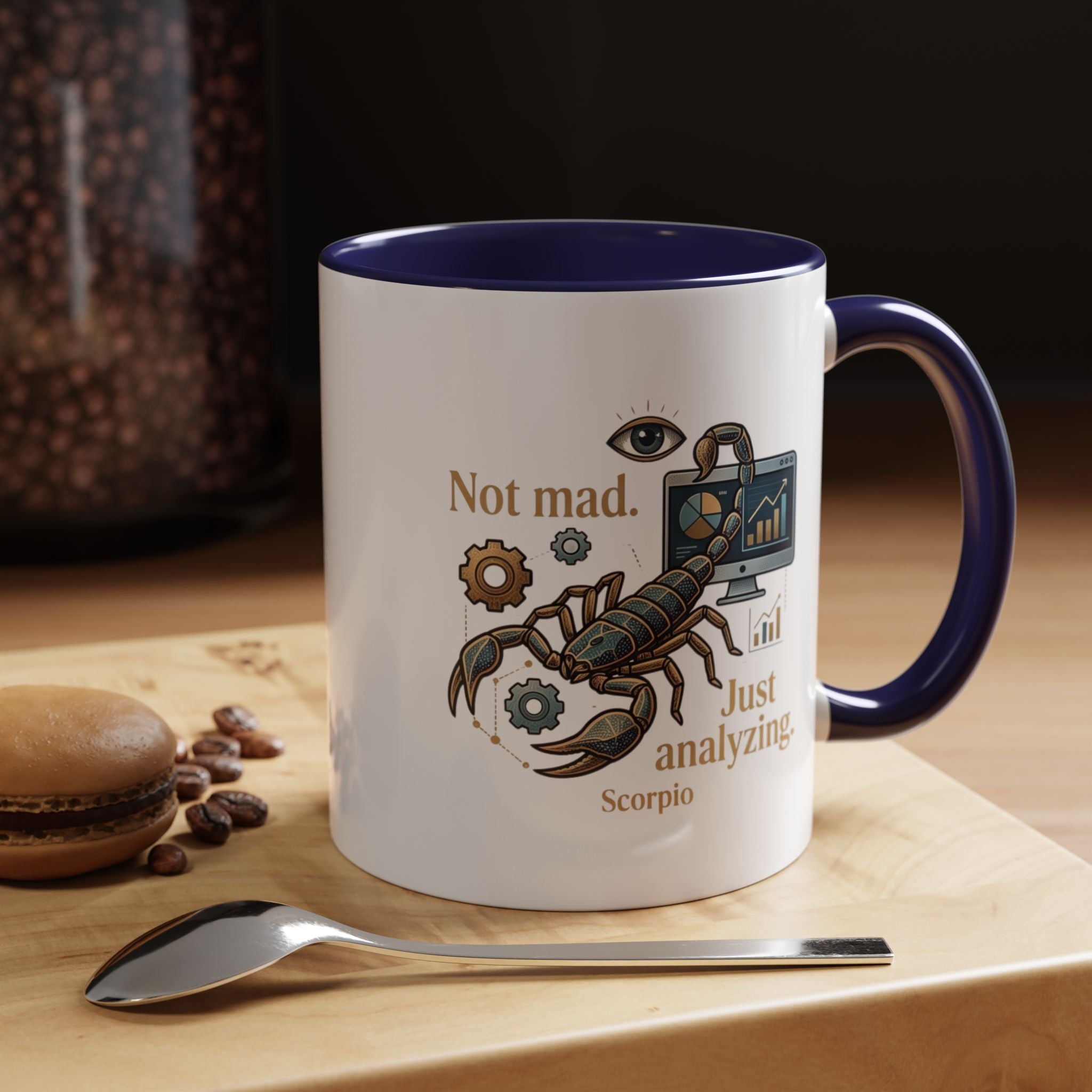 Scorpio Coffee Mug — "Not Mad. Just Analyzing." Accent 11/15oz