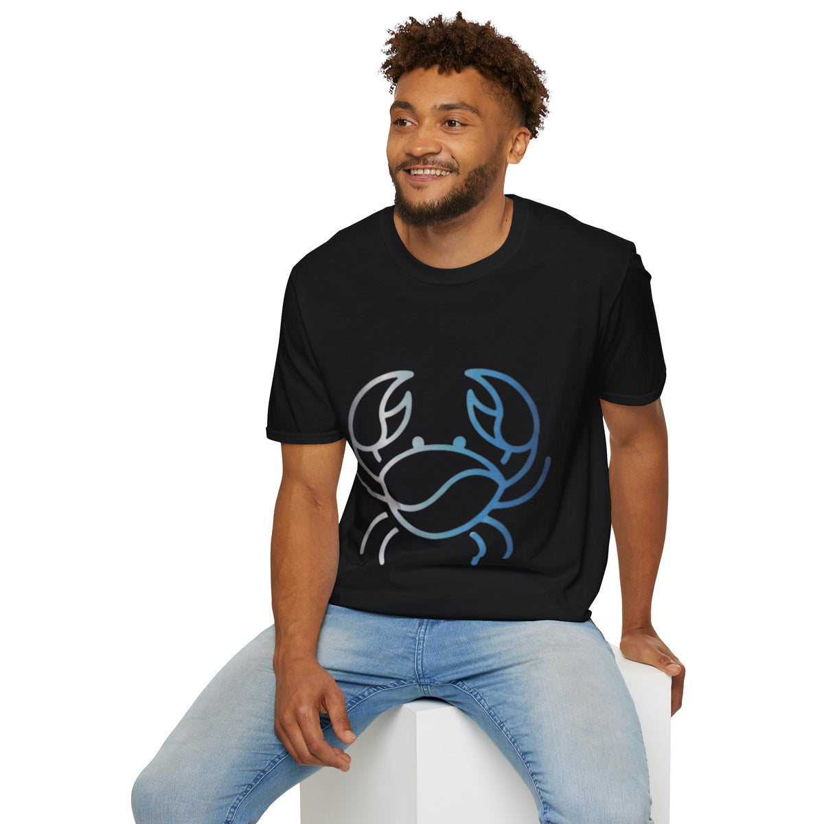 Crab Graphic T-Shirt — Coastal Blue Minimalist Beach Tee