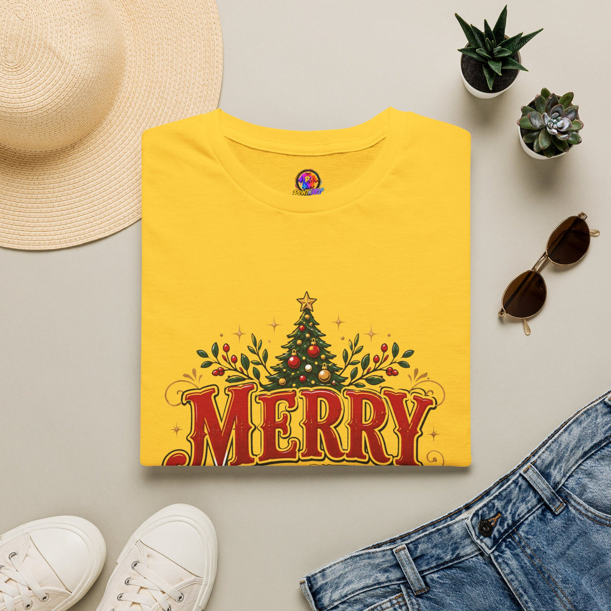 Merry Christmas Y'all T-Shirt — Festive Holiday Tree Tee