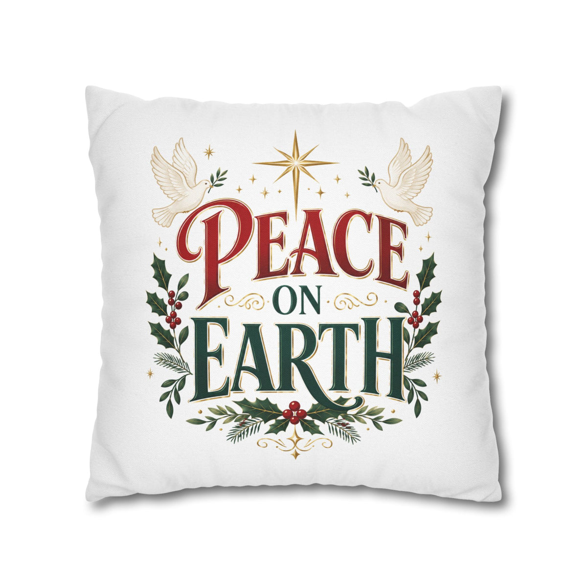 Christmas Peace on Earth Holiday Pillowcase — Christmas Decorative Throw Pillow Cover