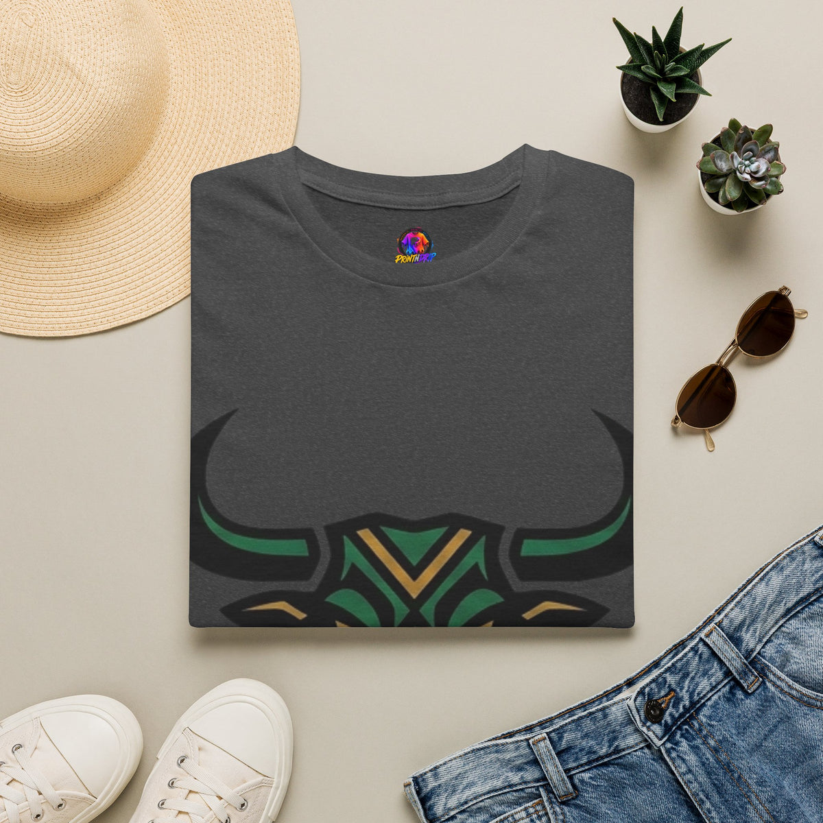 Bull Head Graphic T-Shirt — Tribal Geometric Rodeo Tee