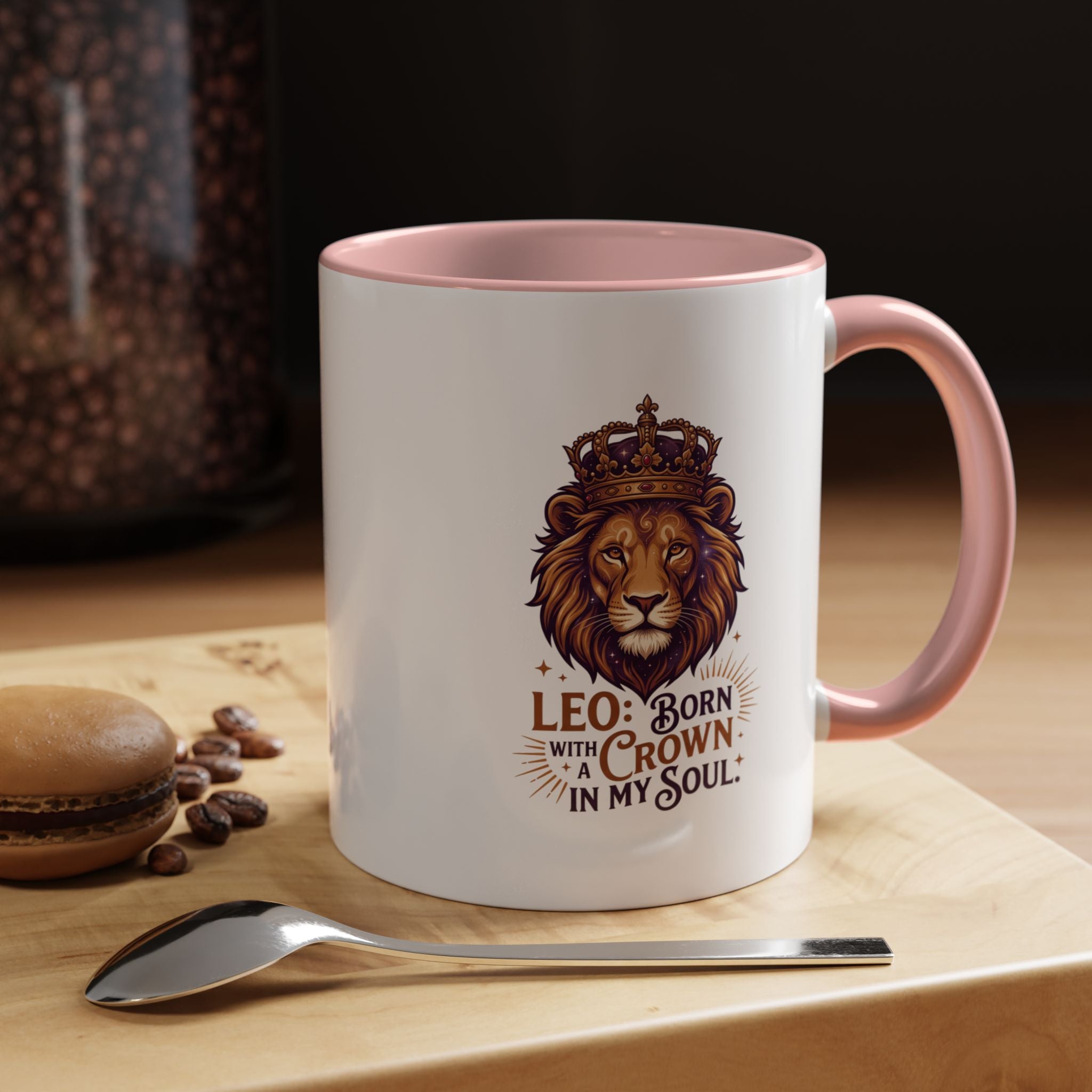 Leo Zodiac Coffee Mug — "Born with a Crown in My Soul" Lion Design