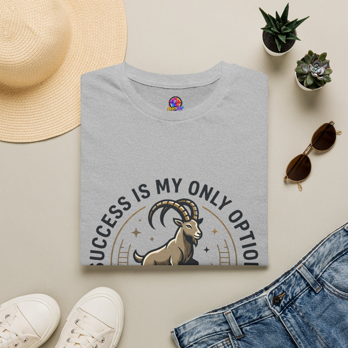 Capricorn Goat T-Shirt — "Success Is My Only Option" Motivational Zodiac Tee