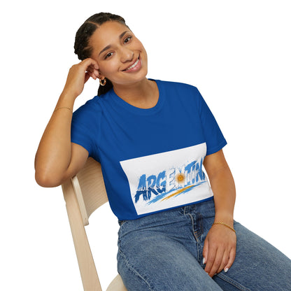 Argentina Graphic T-Shirt — Argentina Typography Tee with Sun & Flag Colors
