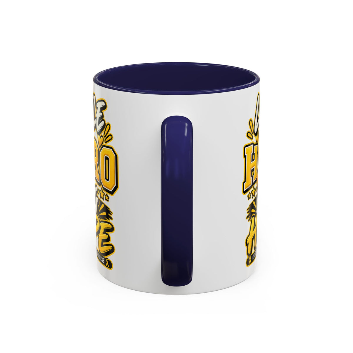 Little Hero Big Hope Coffee Mug — Childhood Cancer Awareness Accent Mug (11/15 oz)