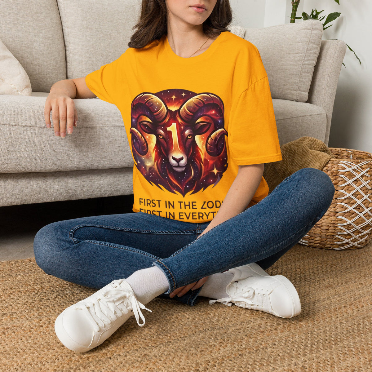 Aries Zodiac Ram Graphic T-Shirt — 'First in the Zodiac' Astrology Tee