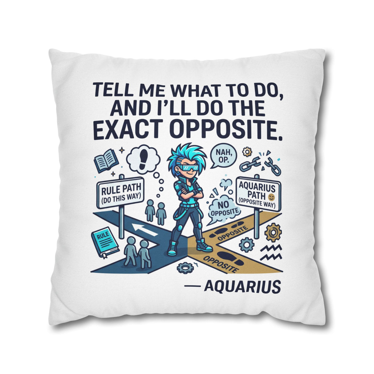Aquarius Zodiac Spun Polyester Square Pillowcase