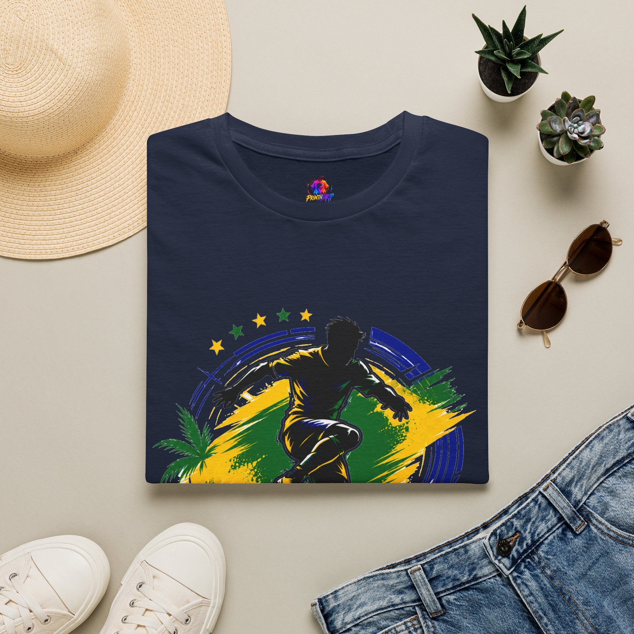 Brazil  Samba Strike Soccer T-Shirt — Brazilian Football Player Graphic Tee
