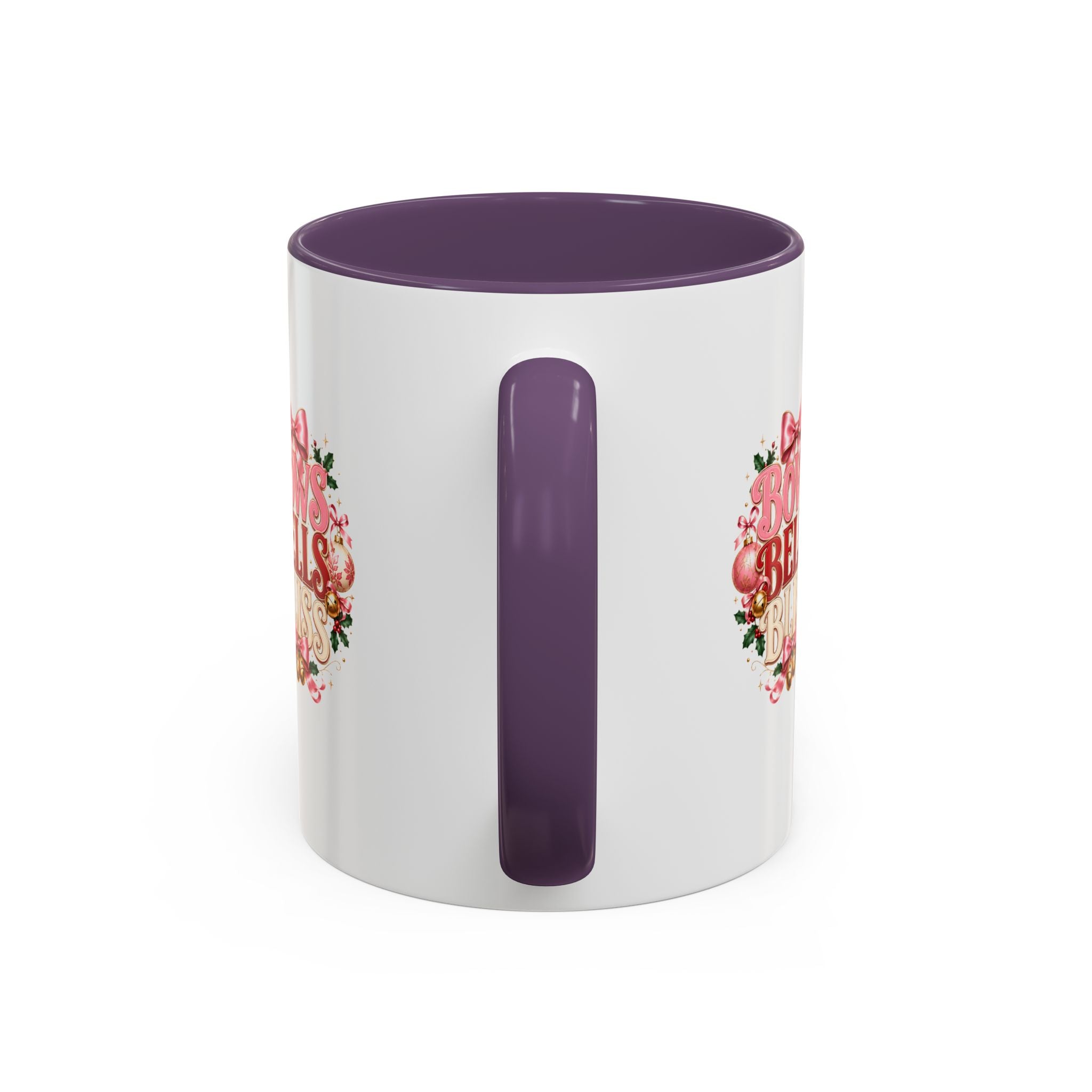 Bows Bells Bliss Holiday Accent Coffee Mug — Festive Pink Christmas Design