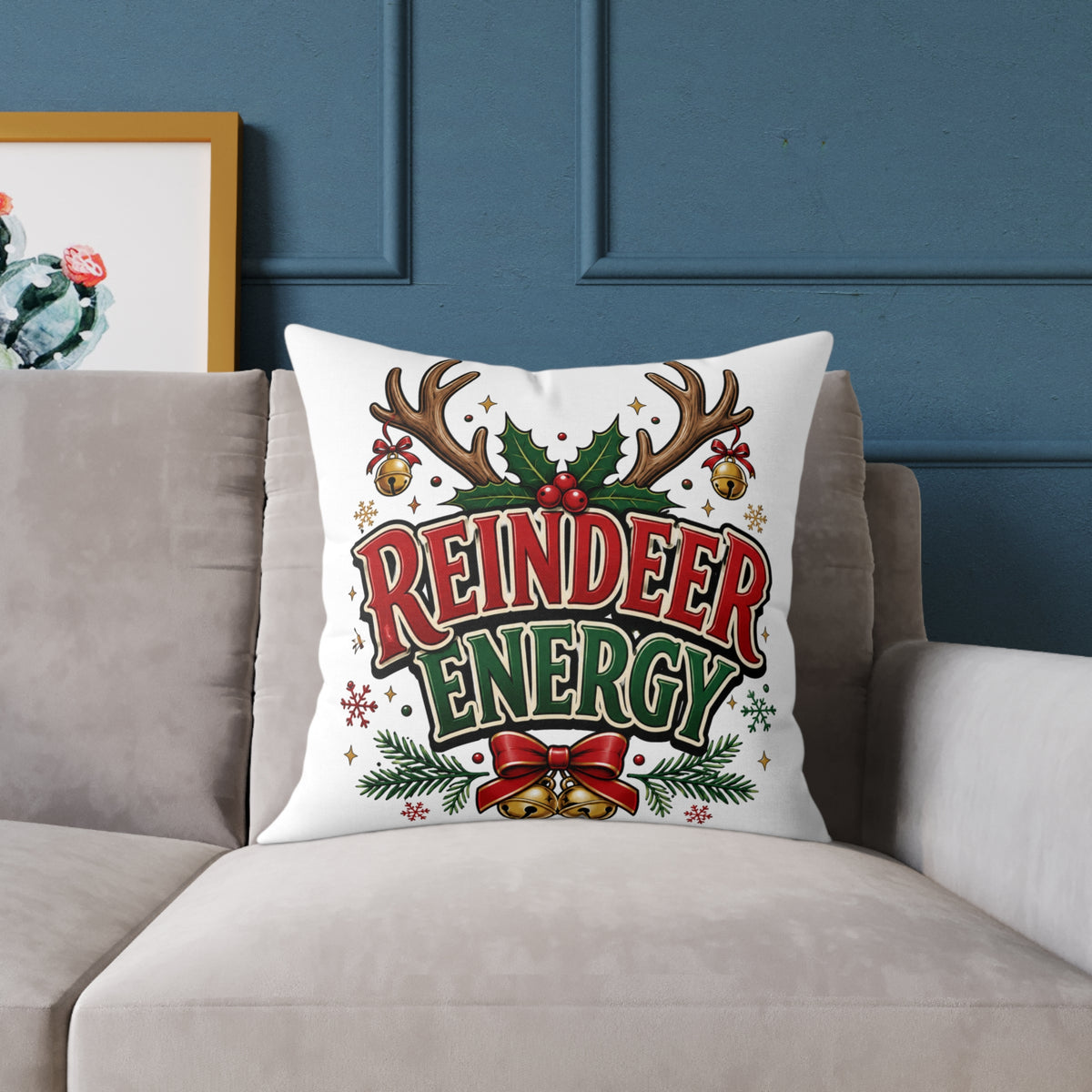 Reindeer Energy Christmas Throw Pillow