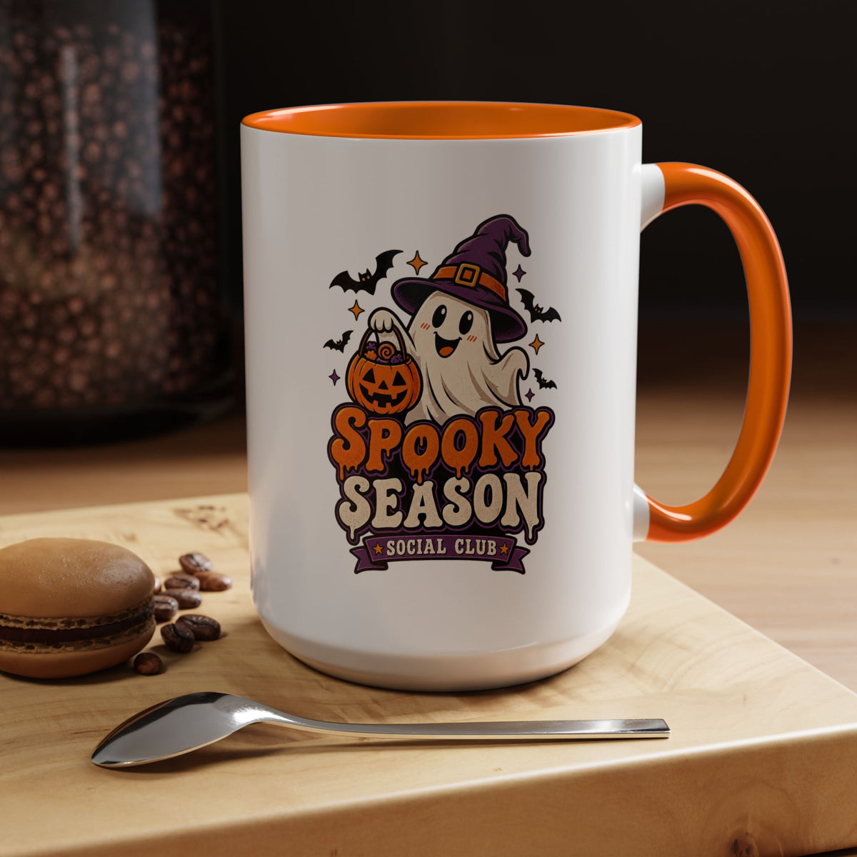 Spooky Season Coffee Mug — Cute Ghost Halloween Accent Mug (11/15oz)