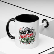 Modern Day Christmas Hosting Holiday Chaos Accent Coffee Mug — "Hosting Holiday Chaos" Funny Christmas Coffee Cup