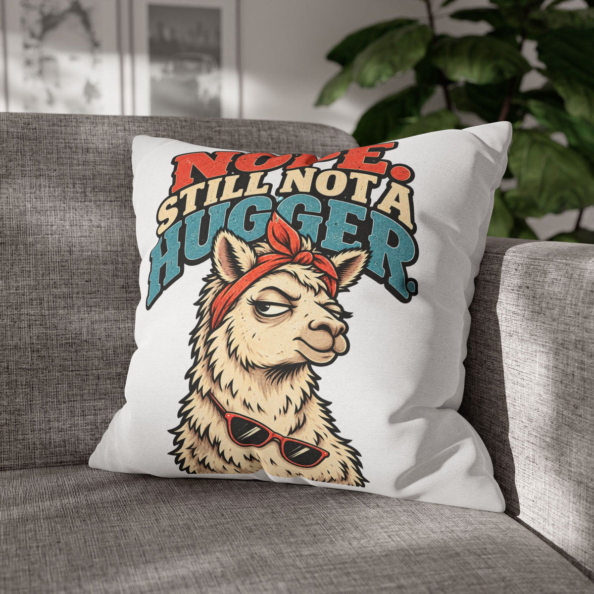Nope Still Not a Hugger Alpaca Pillowcase — Funny Llama/Alpaca Decorative Throw Pillow Cover