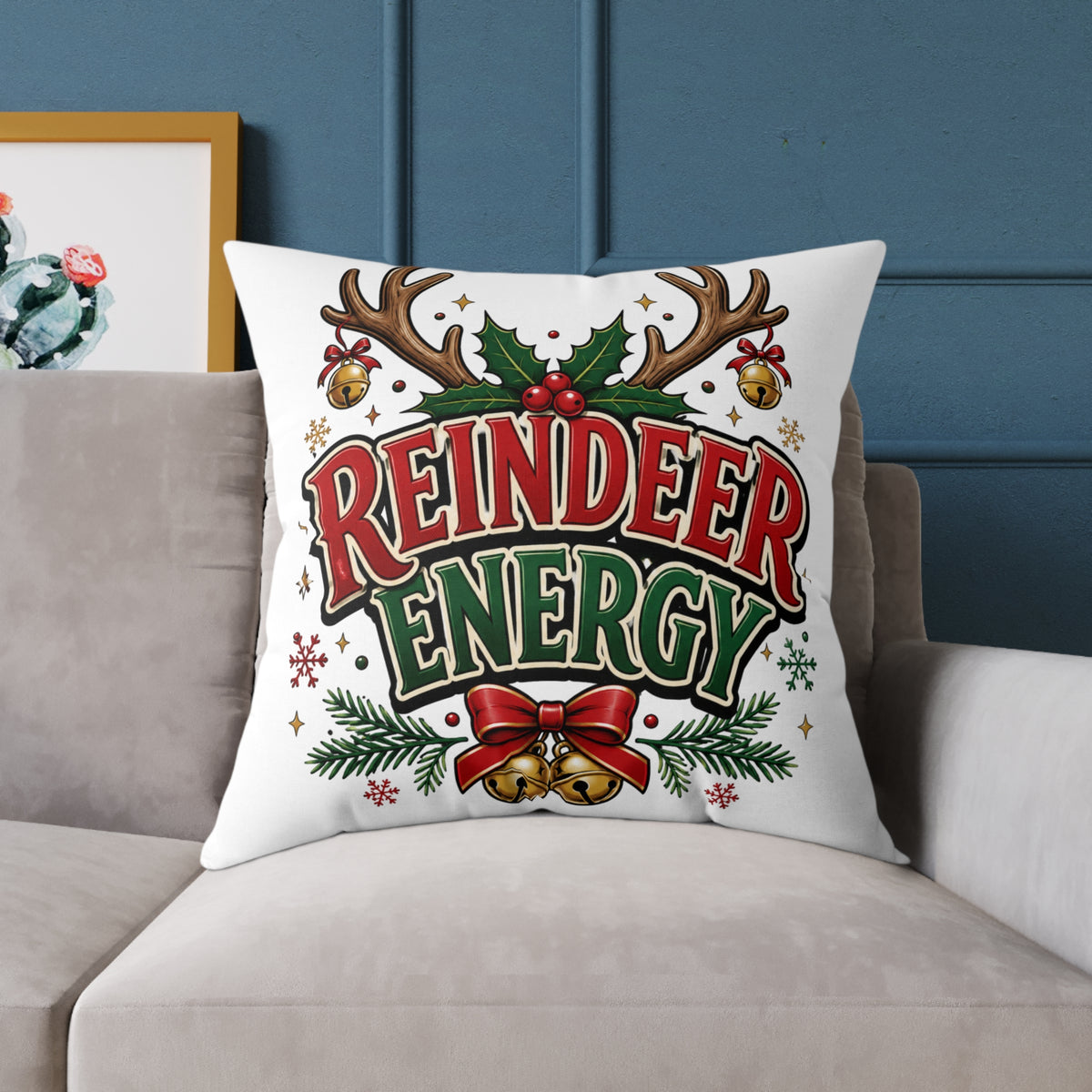 Reindeer Energy Christmas Throw Pillow
