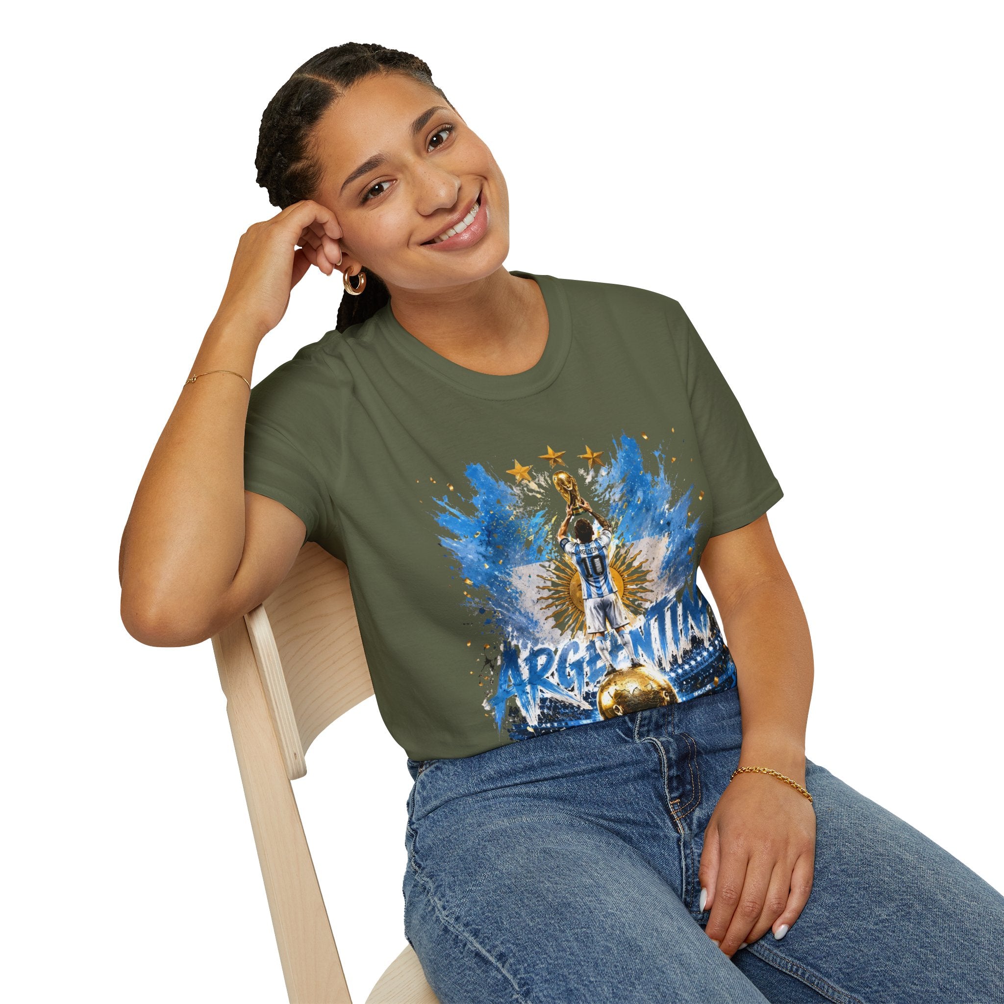Argentina World Champions T‑Shirt — Soccer World Cup 3 Stars Tribute