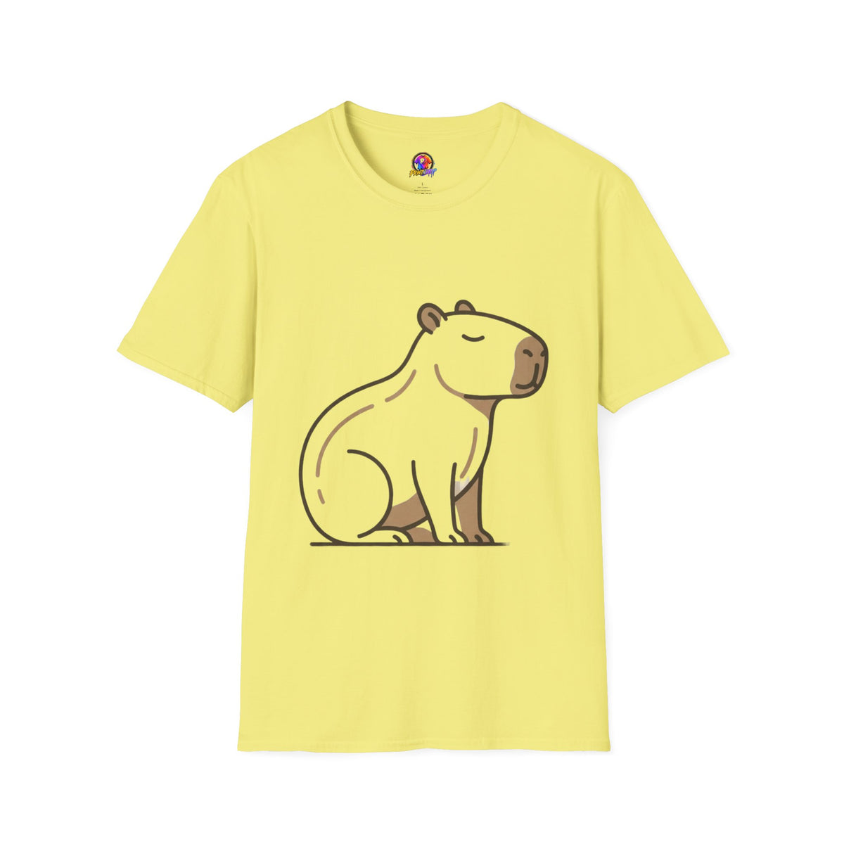 Cute Relaxed Capybara T-Shirt — Minimal Cartoon Capybara Graphic Tee