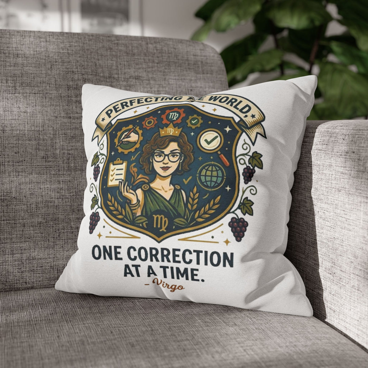 Virgo Pillow Cover pillowcase — "Perfecting the World One Correction at a Time" Decorative Cushion Case